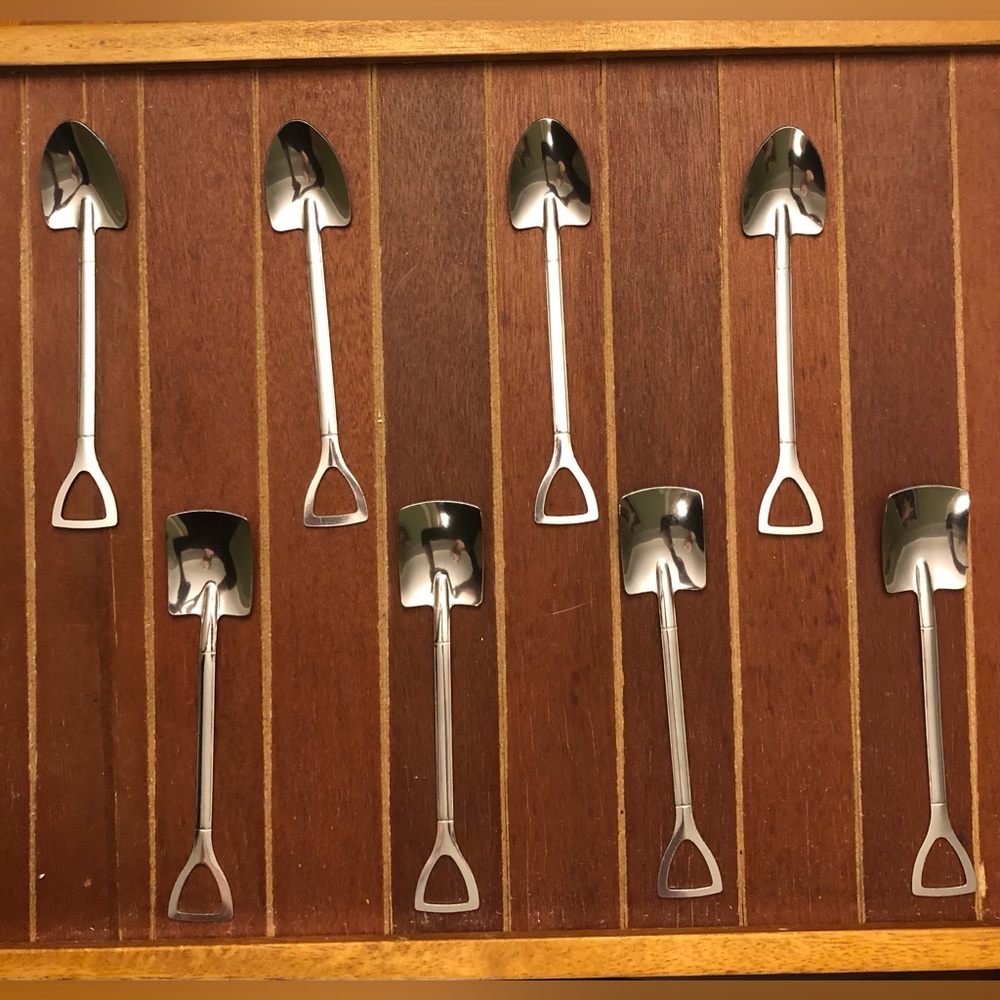 Spoons; Set of 8; Dessert; Stainless Steel; Shovel Shapes*